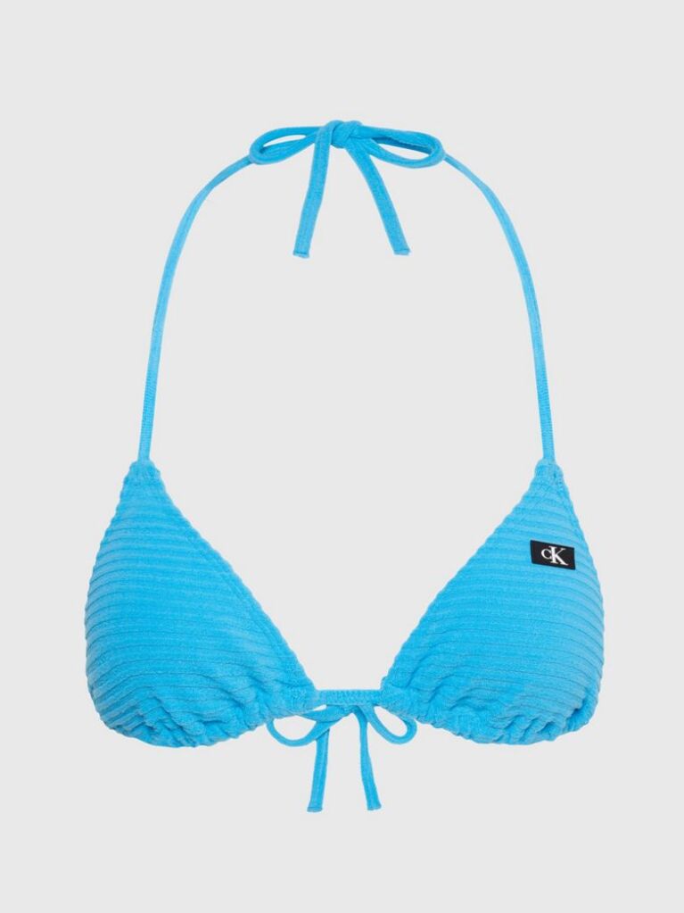 Blue Triangle Bikini Top - CK Monogram Rib  Women