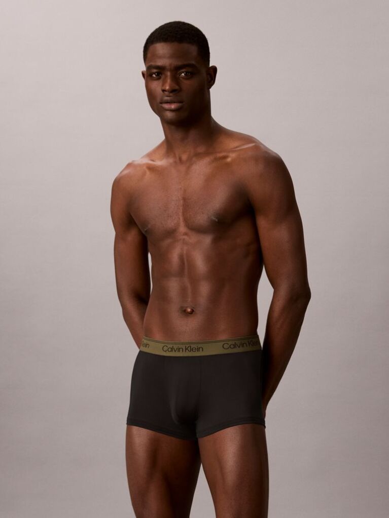 Black 3 Pack Low Rise Trunks - Microfibre Stretch  Men