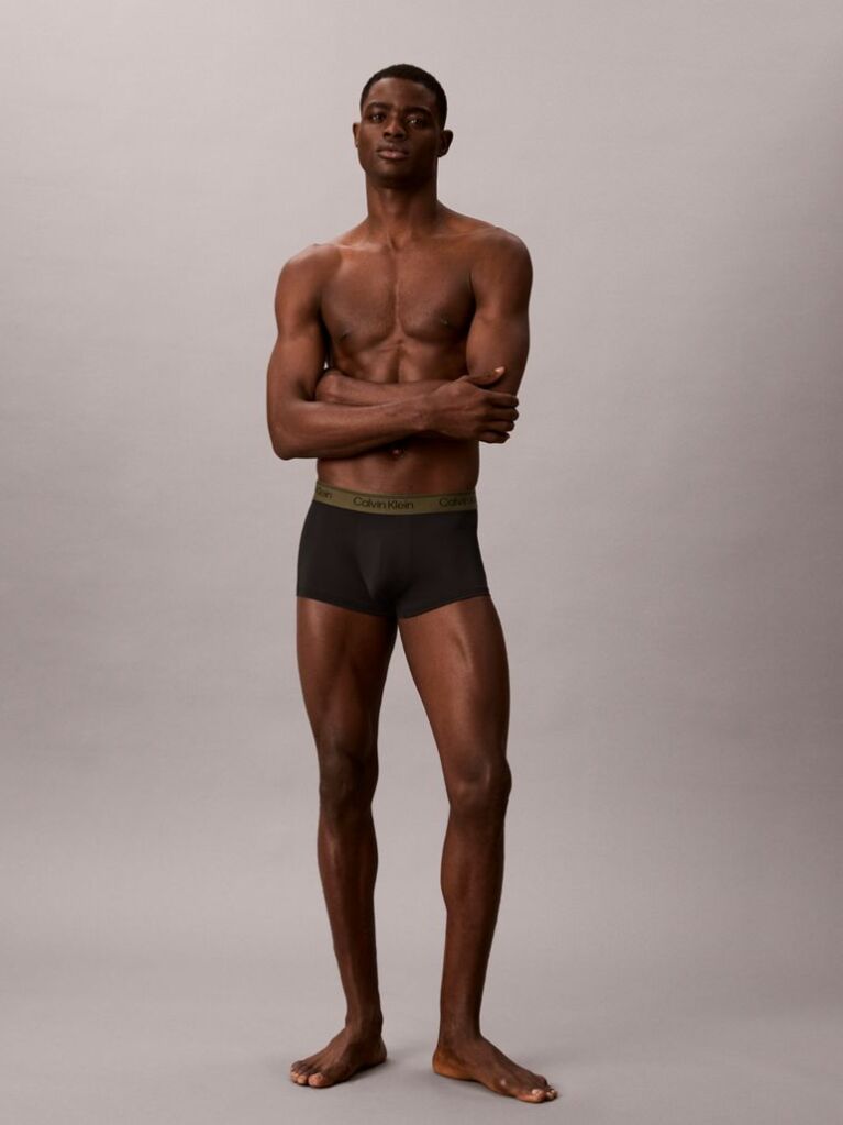 Black 3 Pack Low Rise Trunks - Microfibre Stretch  Men