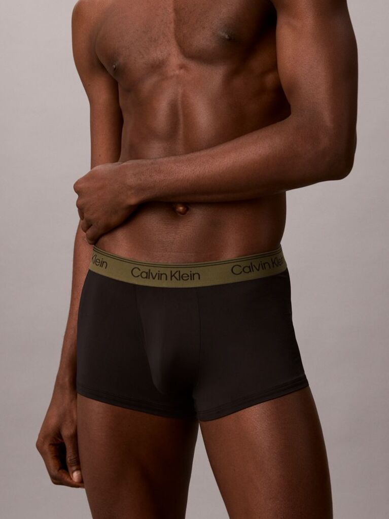 Black 3 Pack Low Rise Trunks - Microfibre Stretch  Men