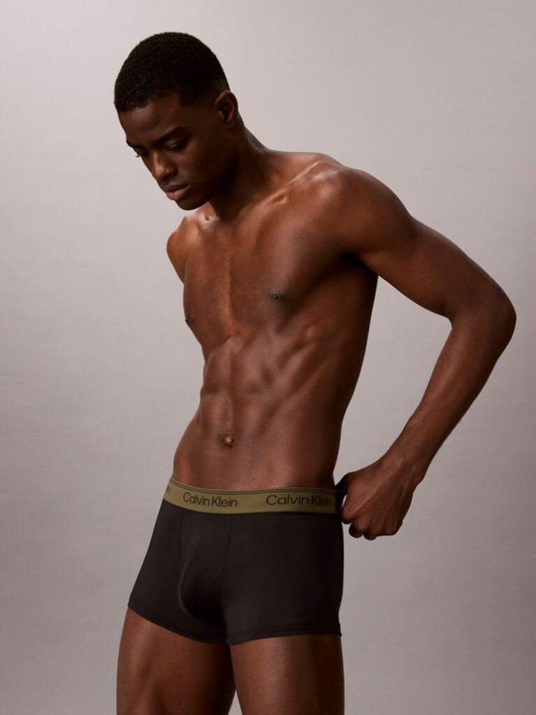 Black 3 Pack Low Rise Trunks - Microfibre Stretch  Men