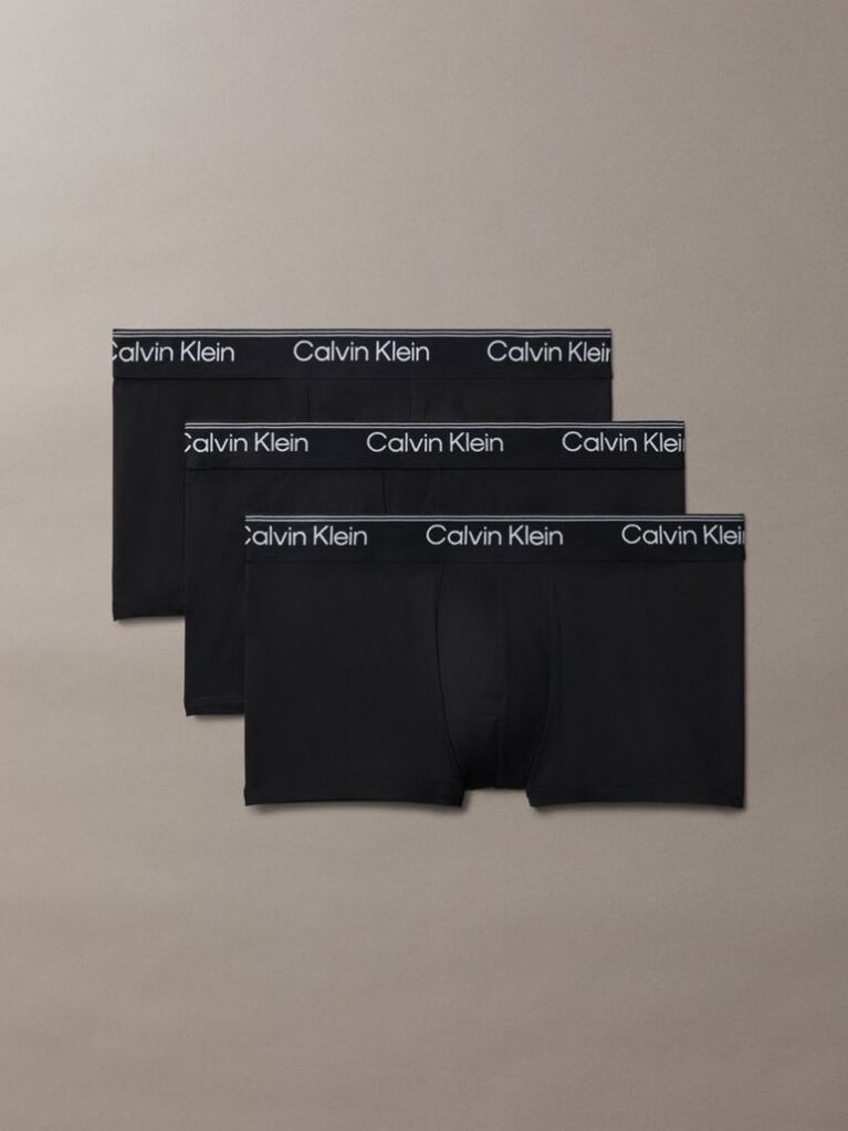 Black 3 Pack Low Rise Trunks - Microfibre Stretch  Men
