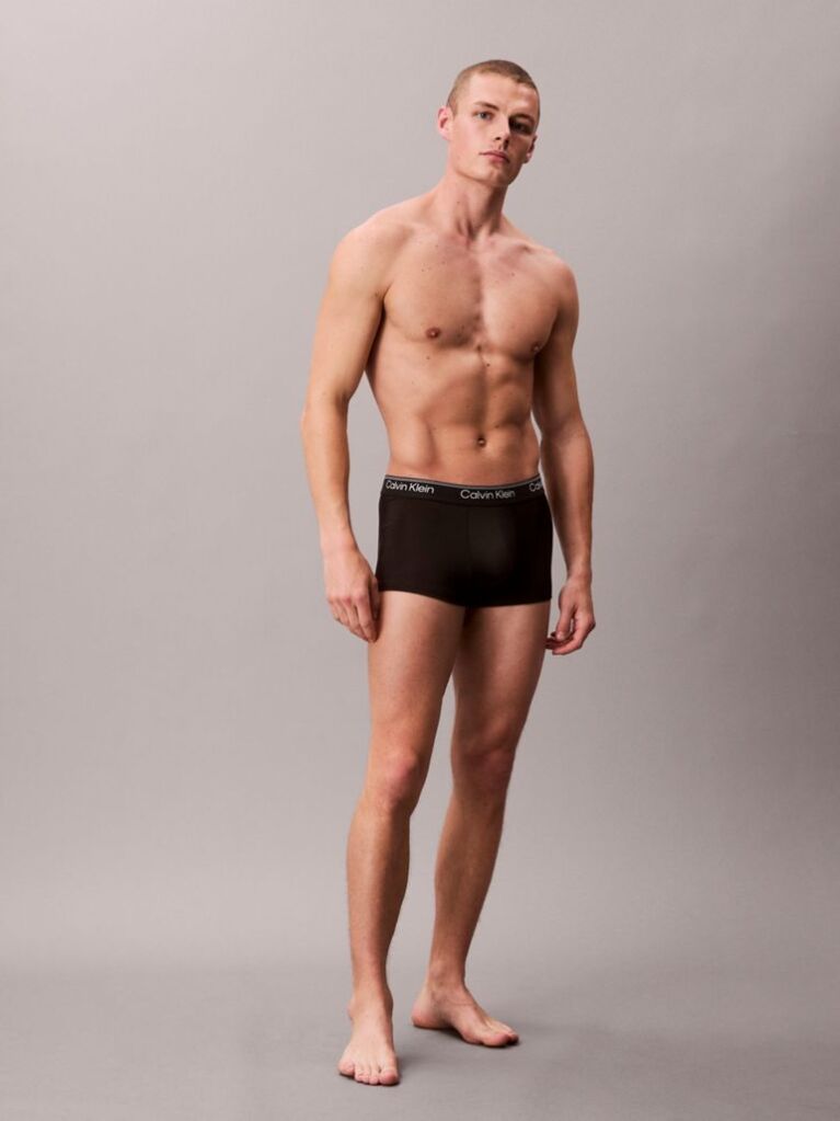 Black 3 Pack Low Rise Trunks - Microfibre Stretch  Men
