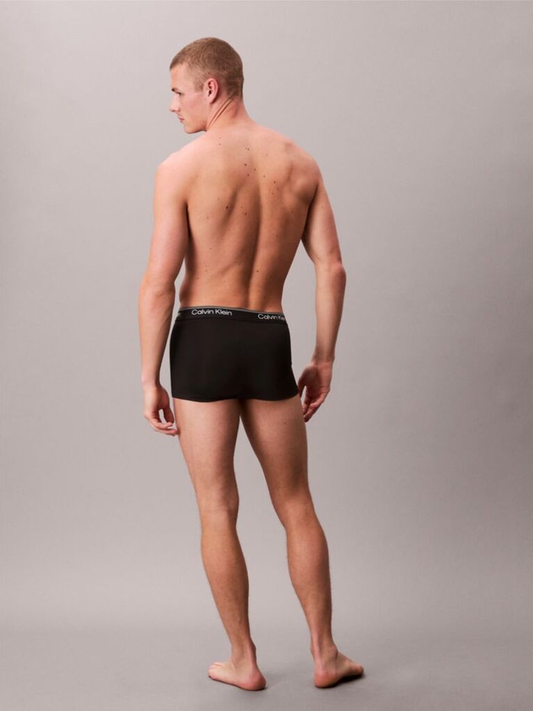 Black 3 Pack Low Rise Trunks - Microfibre Stretch  Men