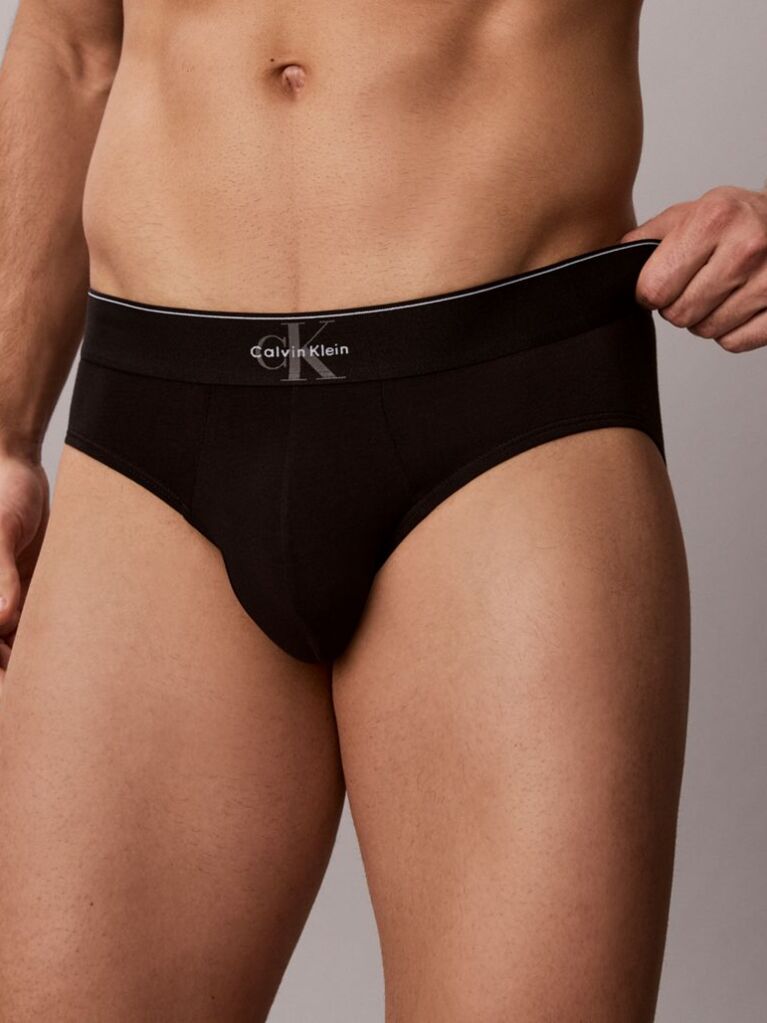 Black Graphic Monogram Cotton Stretch Briefs  Men