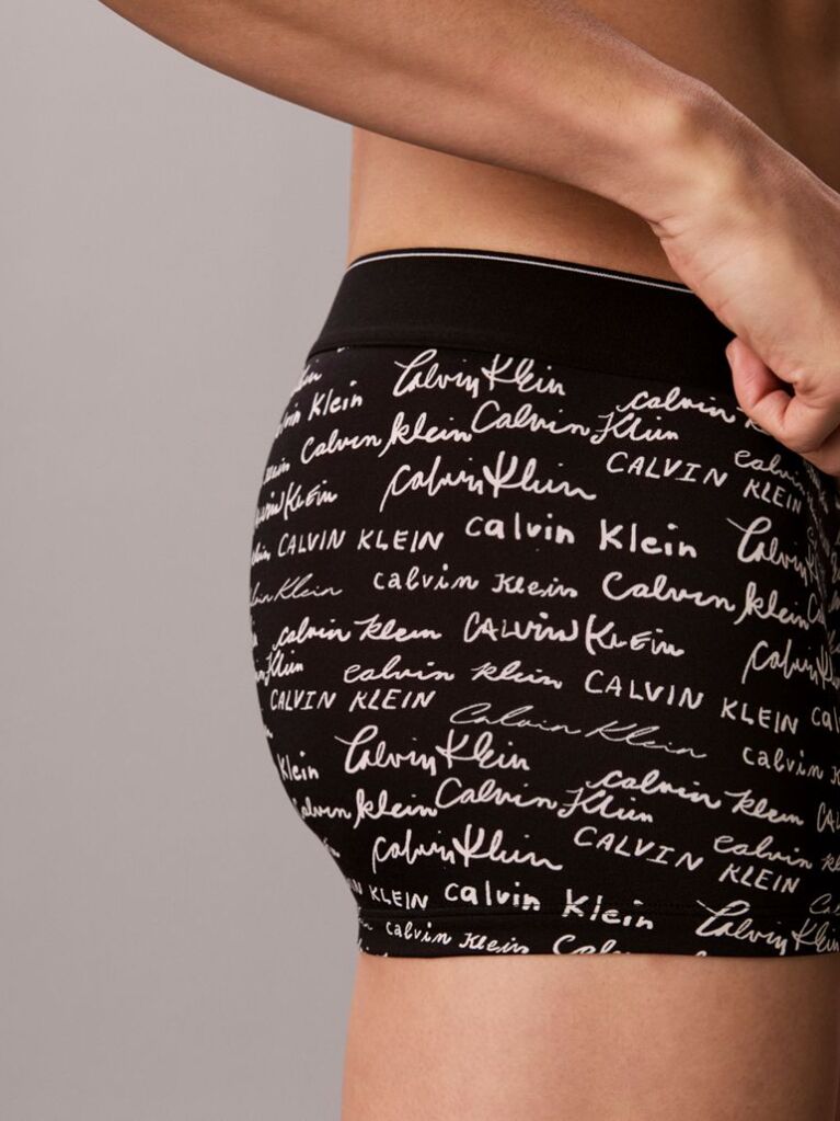 Black Low Rise Trunks - Graphic Monogram Microfibre Stretch  Men