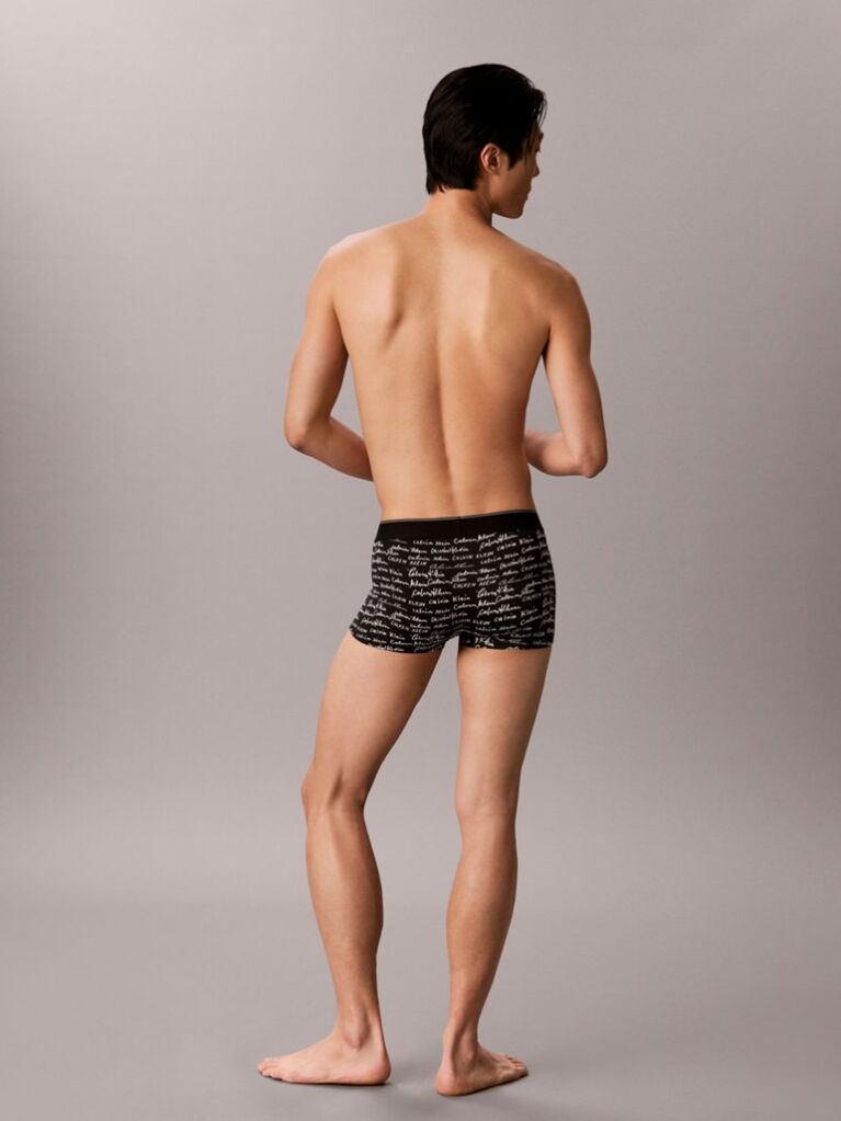 Black Low Rise Trunks - Graphic Monogram Microfibre Stretch  Men