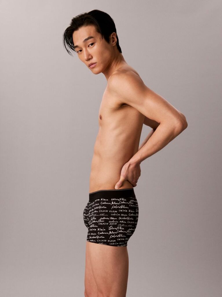 Black Low Rise Trunks - Graphic Monogram Microfibre Stretch  Men