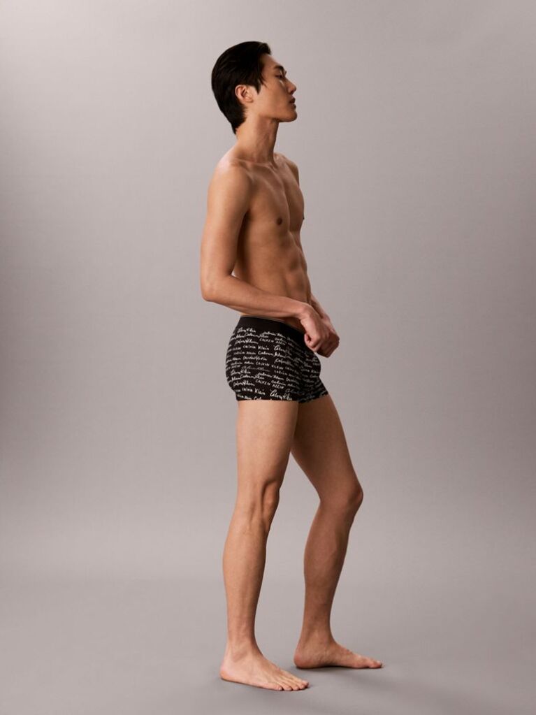 Black Low Rise Trunks - Graphic Monogram Microfibre Stretch  Men