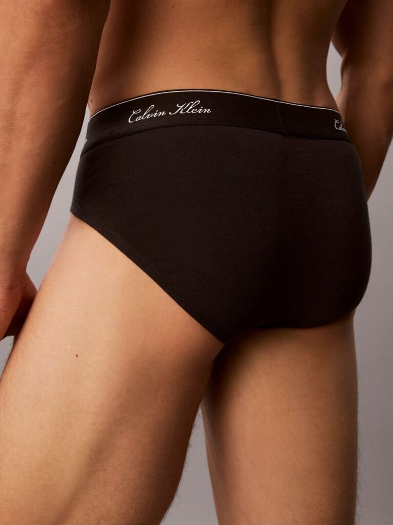 Black 3 Pack Hip Briefs - Icon Cotton Stretch  Men