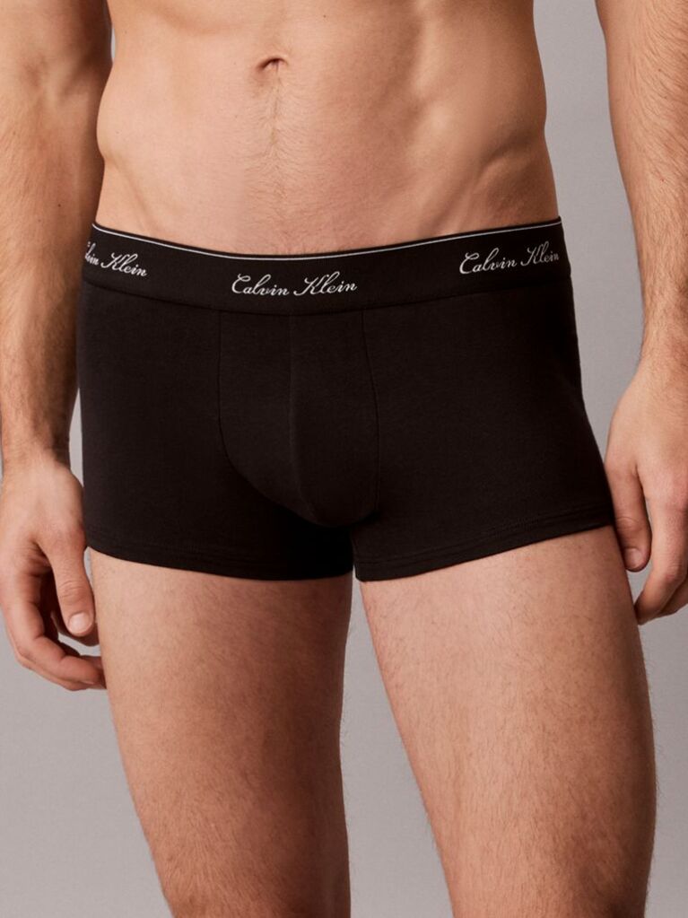 Black 3 Pack Low Rise Trunks - Icon Cotton Stretch  Men