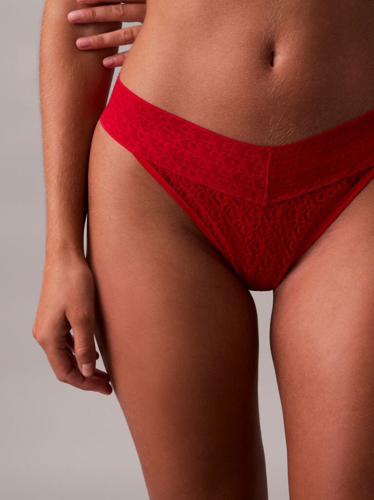 Red Low Rise Thong - Icon Logo Lace  Women