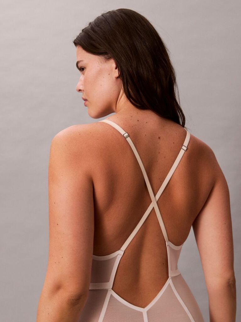 Μπεζ Κορμάκι Shapewear Μεσαίου Μήκους - Minimalist Mesh  Γυναίκα