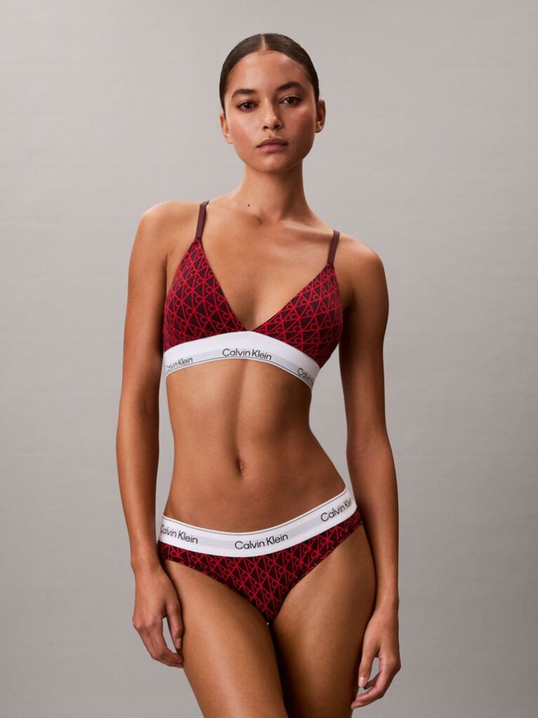 Red Lightly Lined Triangle Bralette - Icon Cotton Modal  Women