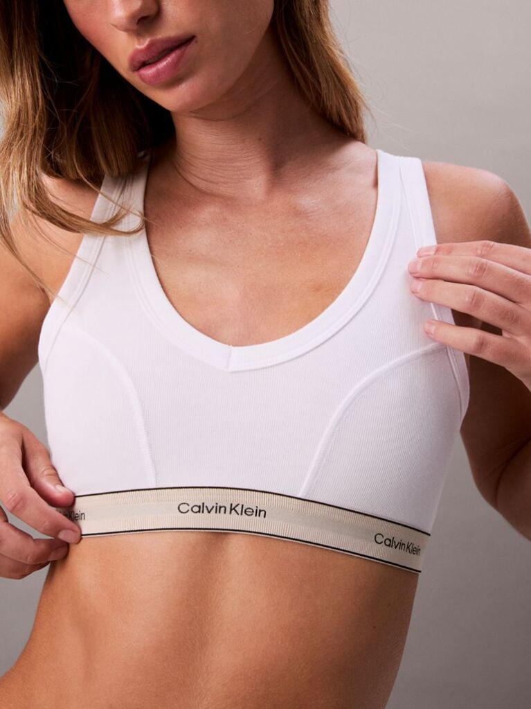 White Lightly Lined Triangle Bralette - Heritage Cotton Stretch  Women