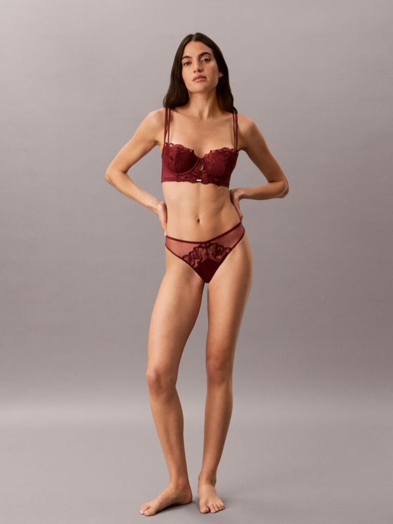 Κόκκινο Σουτιέν Balconette Με Ελαφριά Επένδυση - CK Black Floral Lace  Γυναίκα