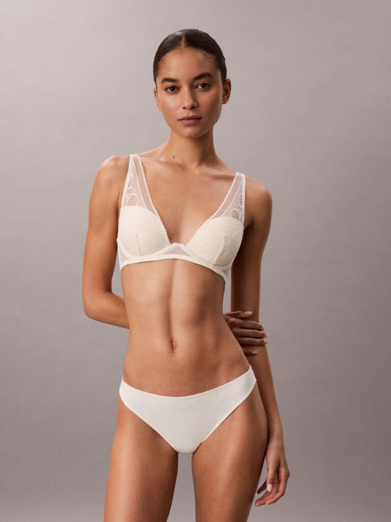 Λευκό Σουτιέν Plunge Με Ελαφριά Επένδυση - Signature Stretch Lace  Γυναίκα