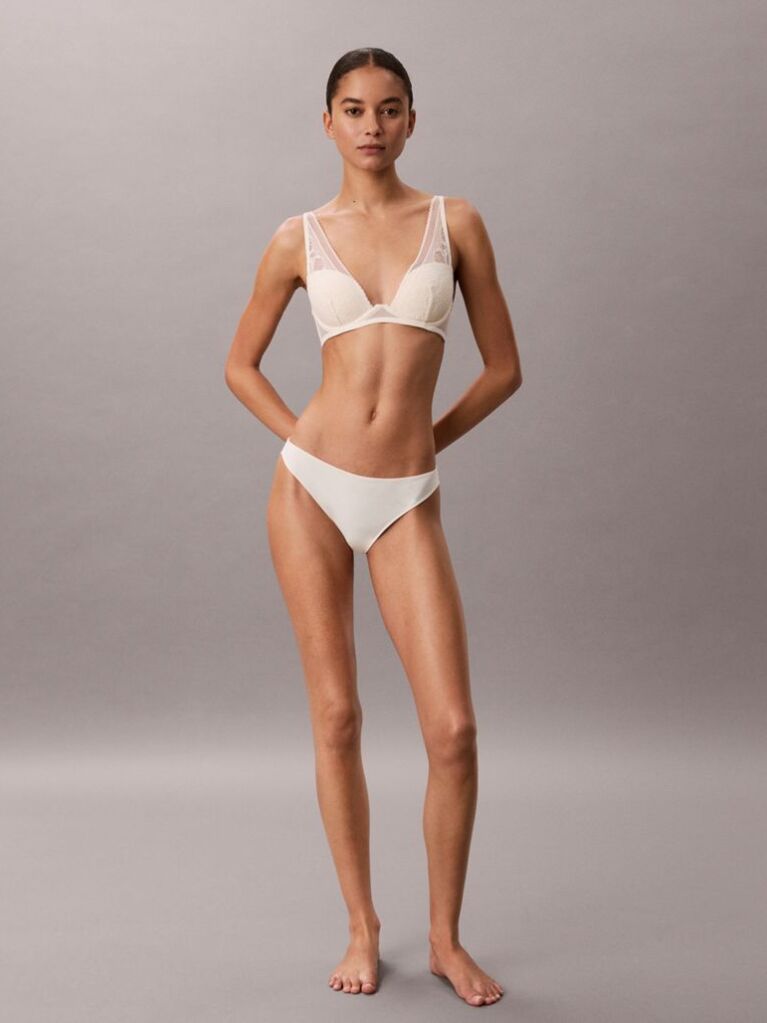 Λευκό Σουτιέν Plunge Με Ελαφριά Επένδυση - Signature Stretch Lace  Γυναίκα