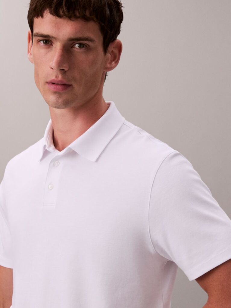 Λευκό Πόλο T-Shirt Από Supima Βαμβάκι  Άνδρας