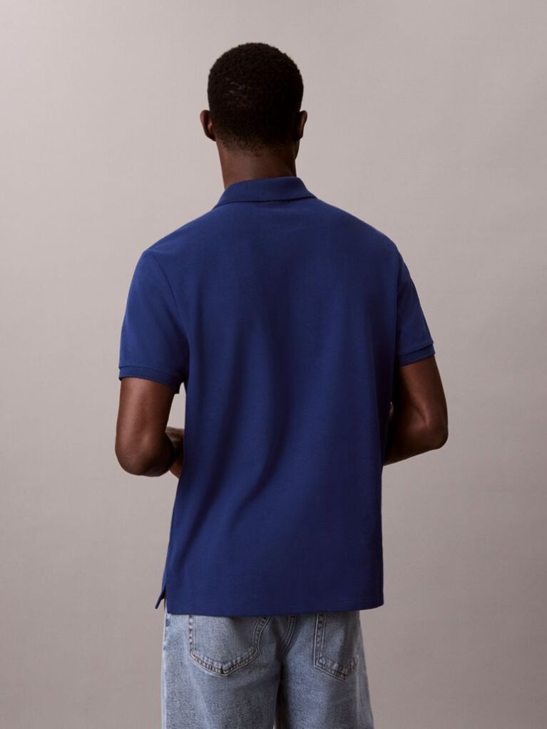 Blue Cotton Piqué Polo Shirt  Men