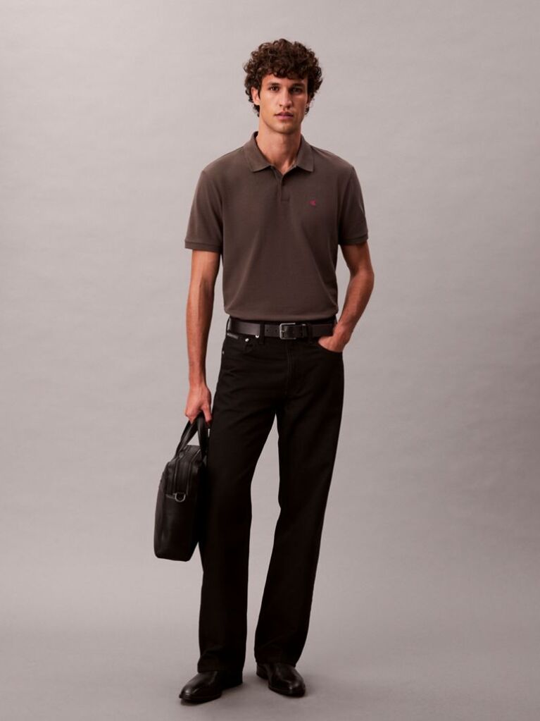 Γκρι Polo T-Shirt Από Βαμβάκι Πικέ  Άνδρας