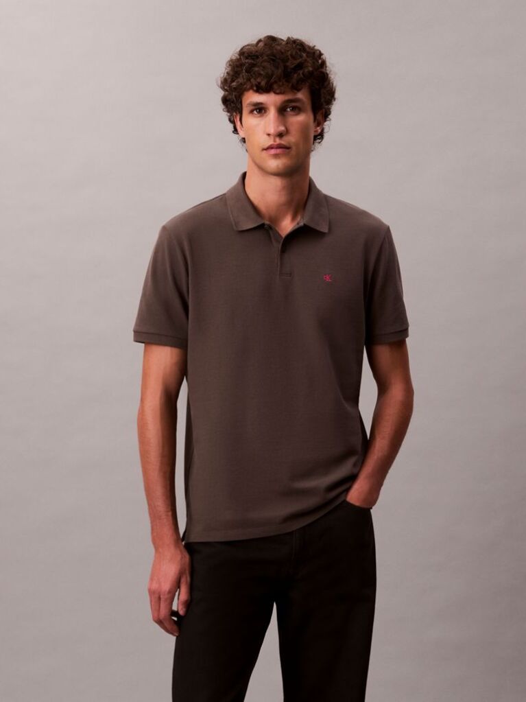 Γκρι Polo T-Shirt Από Βαμβάκι Πικέ  Άνδρας