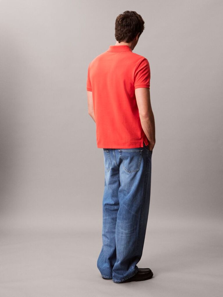 Κόκκινο Polo T-Shirt Από Βαμβάκι Πικέ  Άνδρας