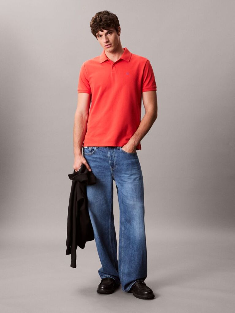 Κόκκινο Polo T-Shirt Από Βαμβάκι Πικέ  Άνδρας