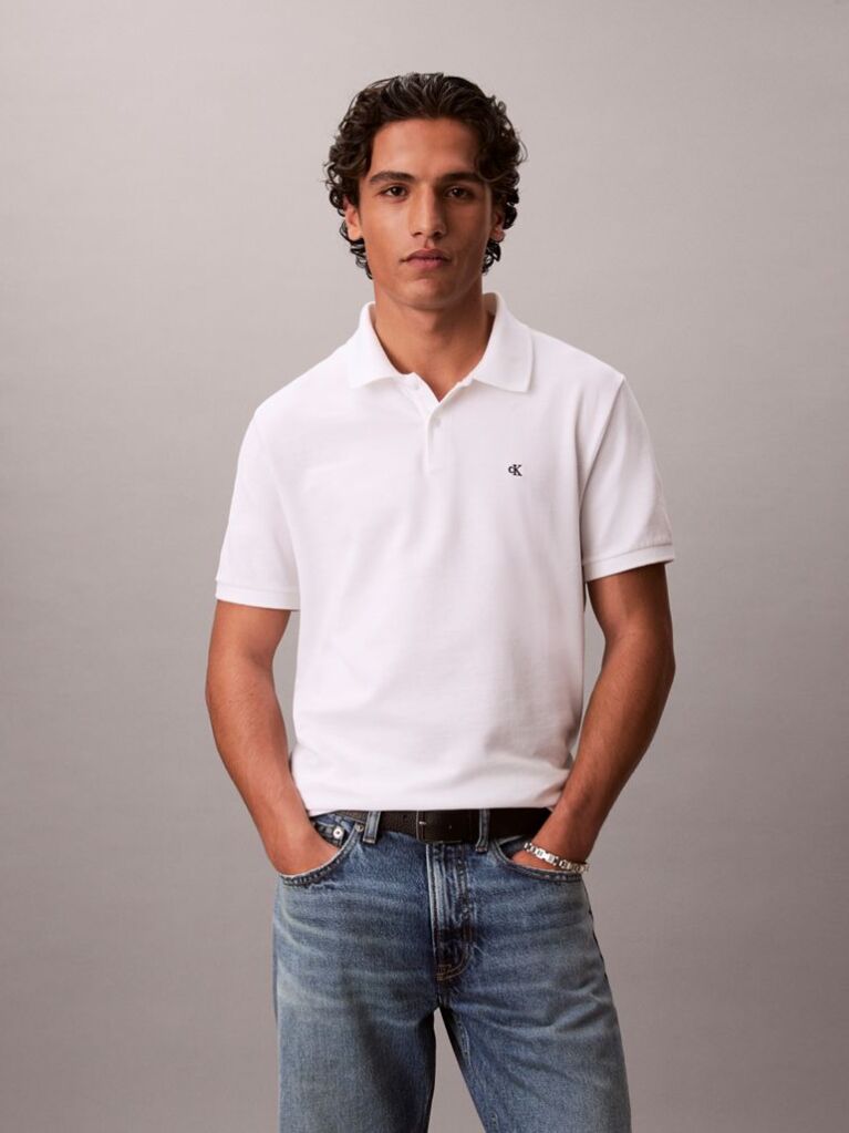White Cotton Piqué Polo Shirt  Men