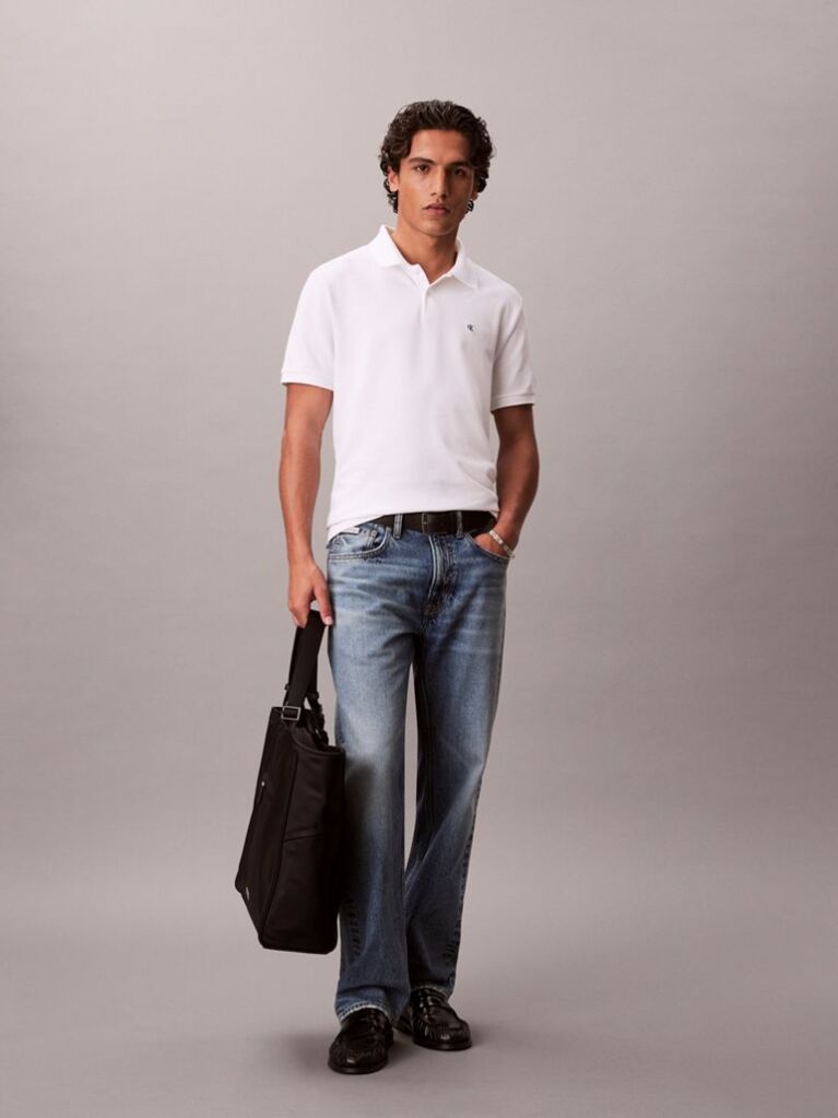 White Cotton Piqué Polo Shirt  Men