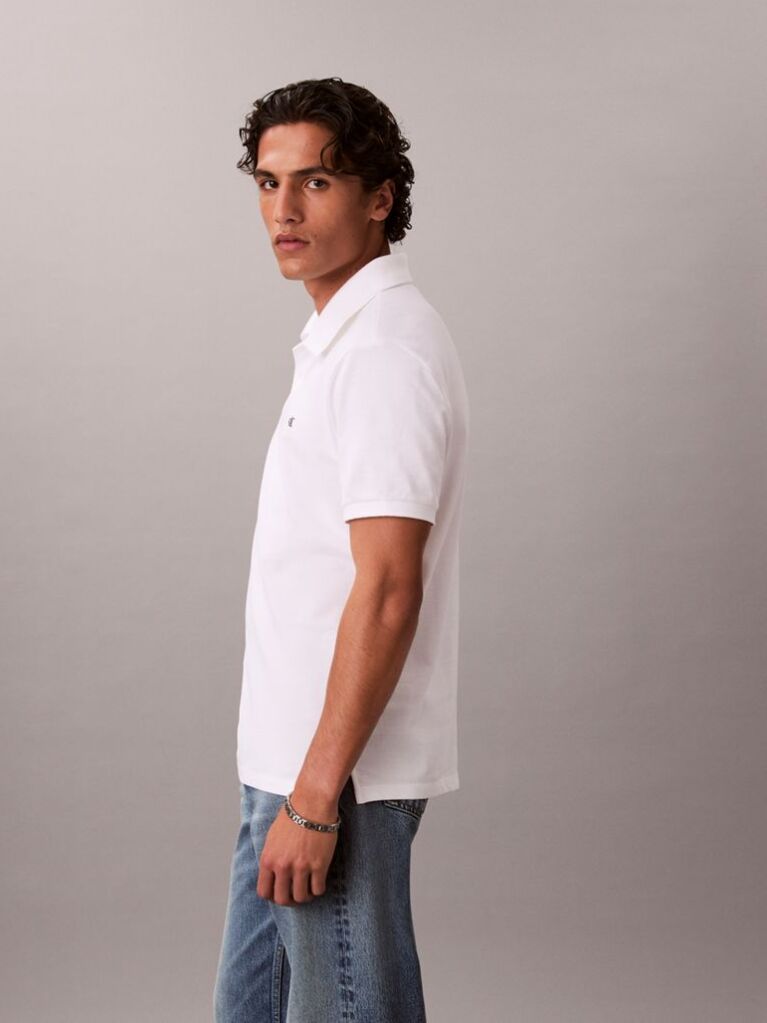 White Cotton Piqué Polo Shirt  Men