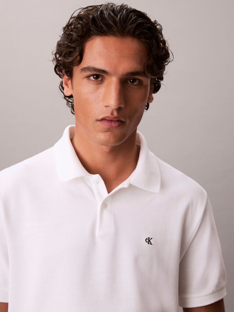 White Cotton Piqué Polo Shirt  Men