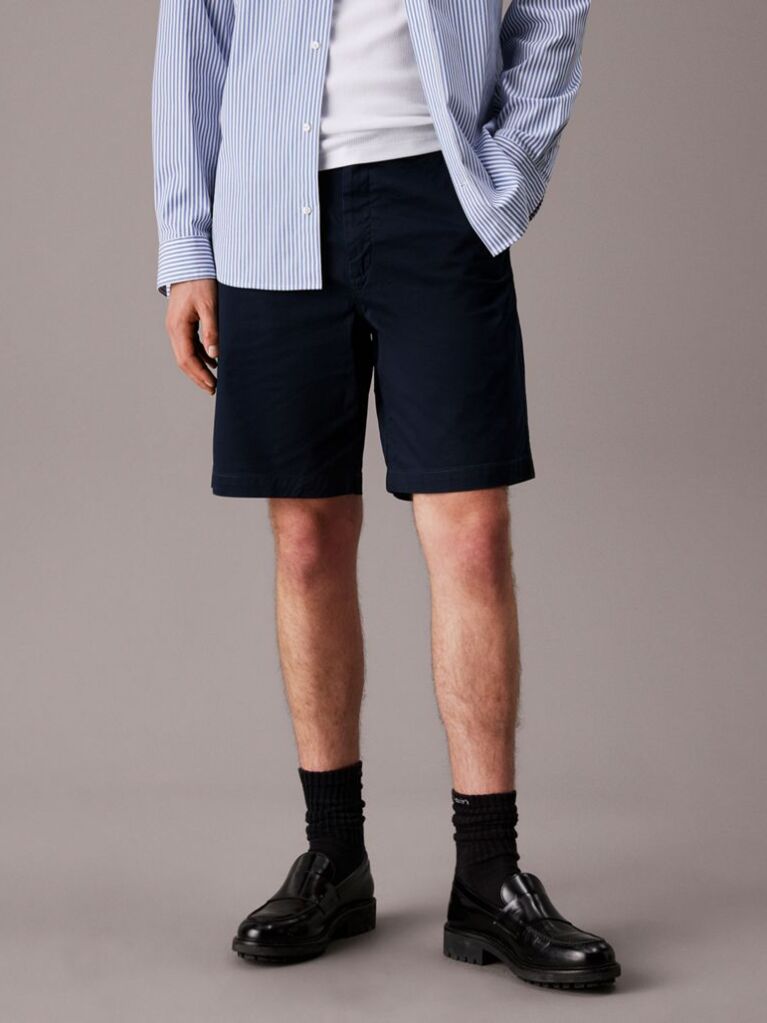 Μπλε Chino Βερμούδα Από Μαλακό Twill  Άνδρας