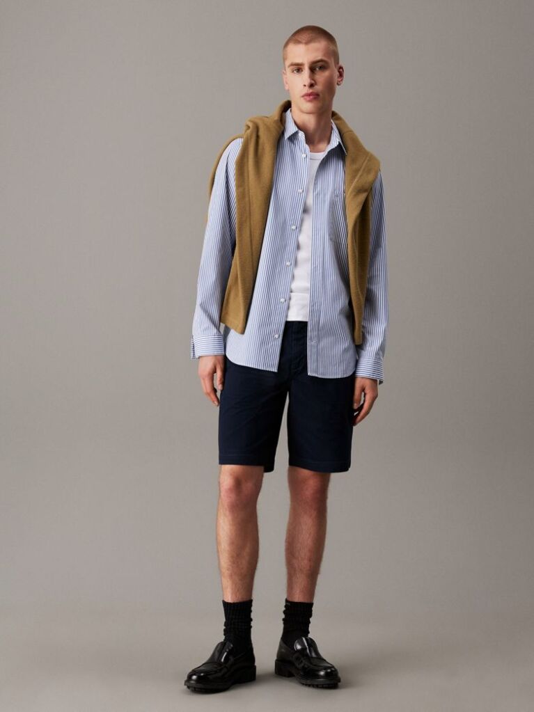 Μπλε Chino Βερμούδα Από Μαλακό Twill  Άνδρας