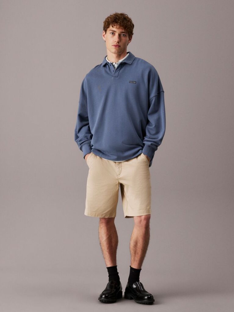 Μπεζ Chino Βερμούδα Από Μαλακό Twill  Άνδρας