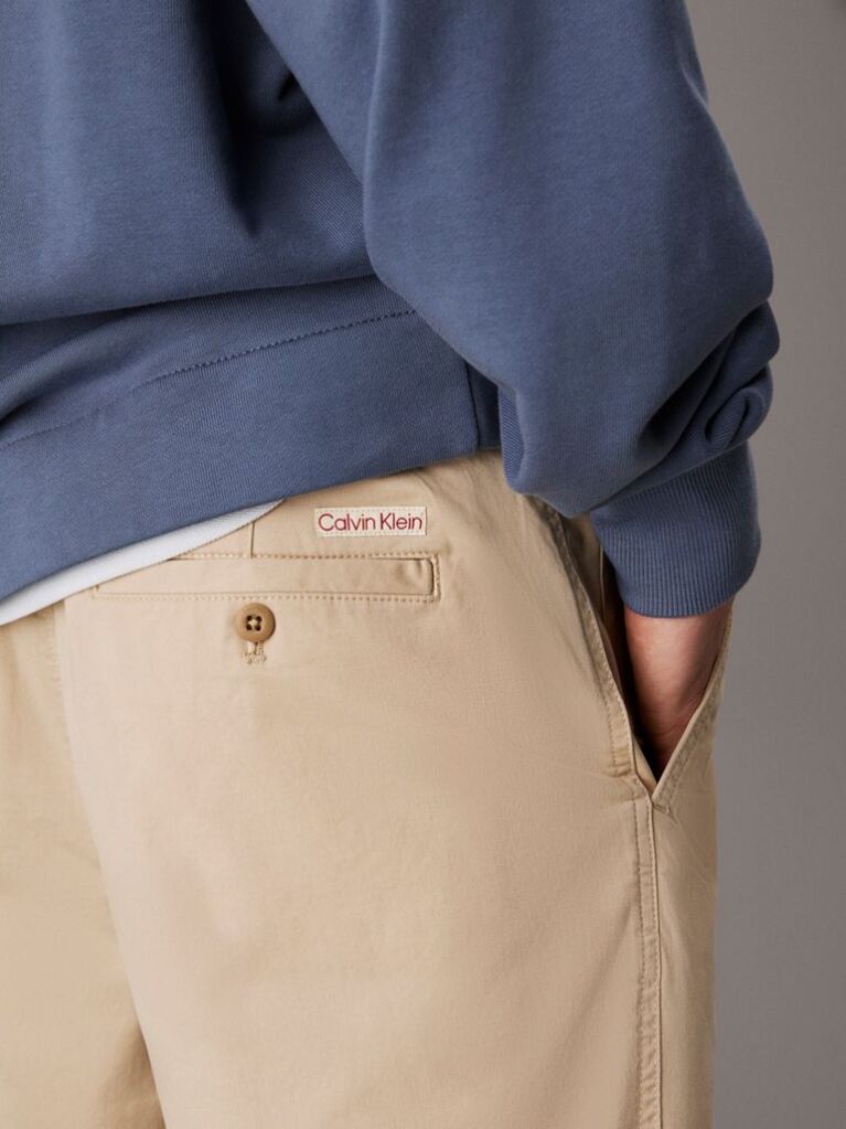 Μπεζ Chino Βερμούδα Από Μαλακό Twill  Άνδρας