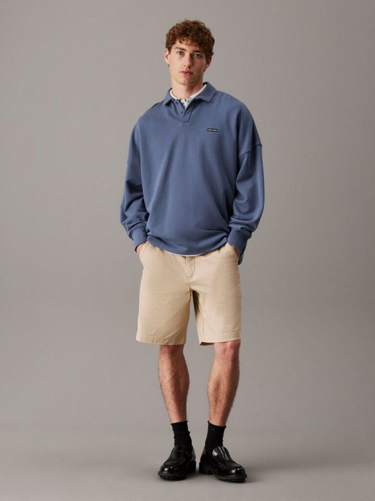 Μπεζ Chino Βερμούδα Από Μαλακό Twill  Άνδρας