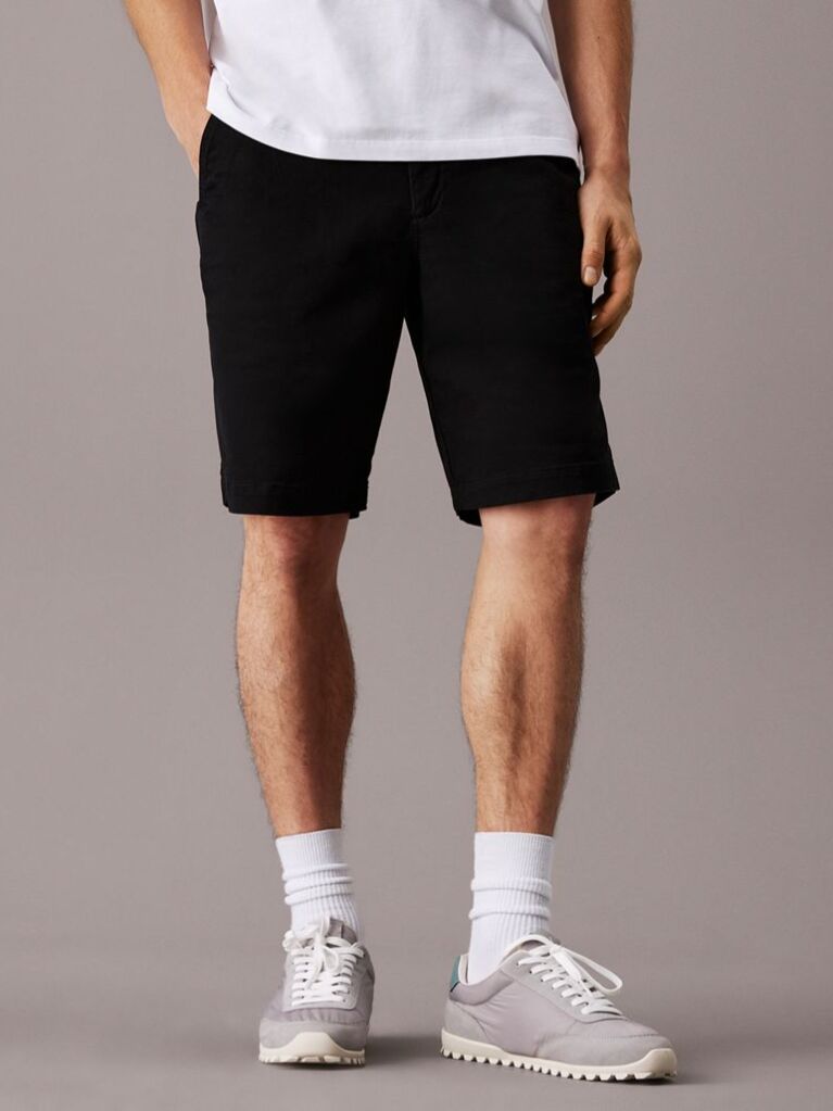 Μαύρο Chino Βερμούδα Από Μαλακό Twill  Άνδρας