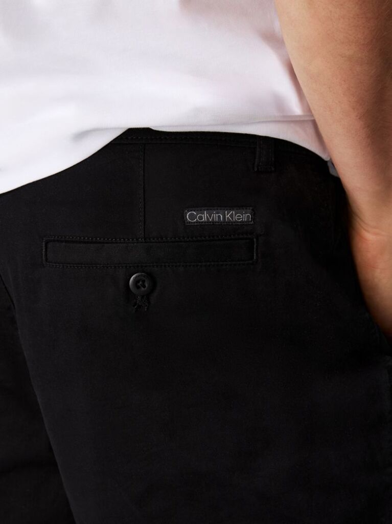Μαύρο Chino Βερμούδα Από Μαλακό Twill  Άνδρας