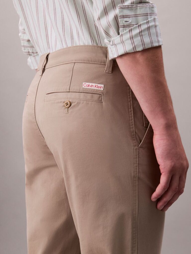 Χακί Βαμβακερό Signature Chino Παντελόνι Σε Slim Γραμμή  Άνδρας