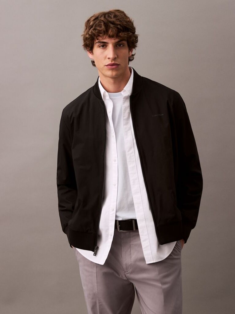 Black Relaxed Bomber Jacket  Men