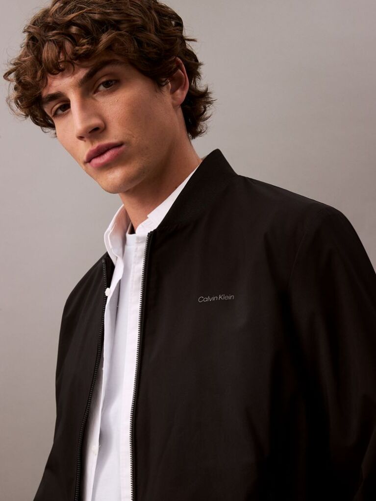 Black Relaxed Bomber Jacket  Men