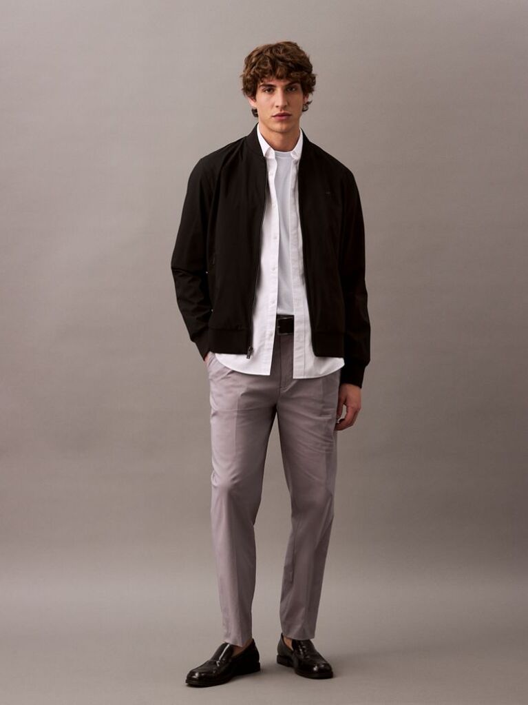 Black Relaxed Bomber Jacket  Men