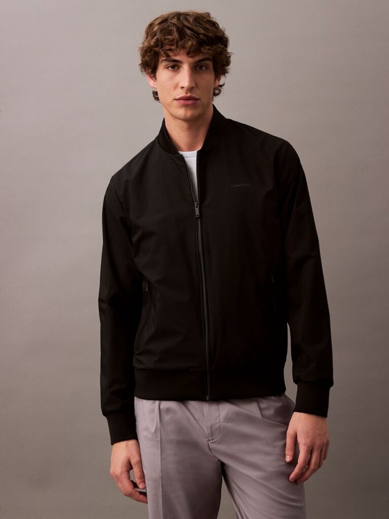 Black Relaxed Bomber Jacket  Men