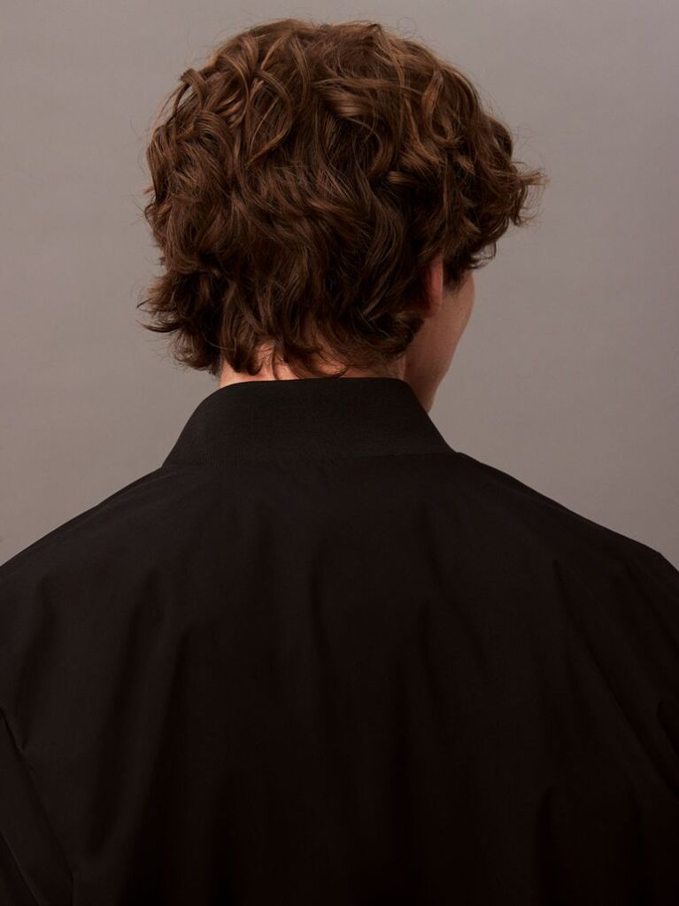 Black Relaxed Bomber Jacket  Men