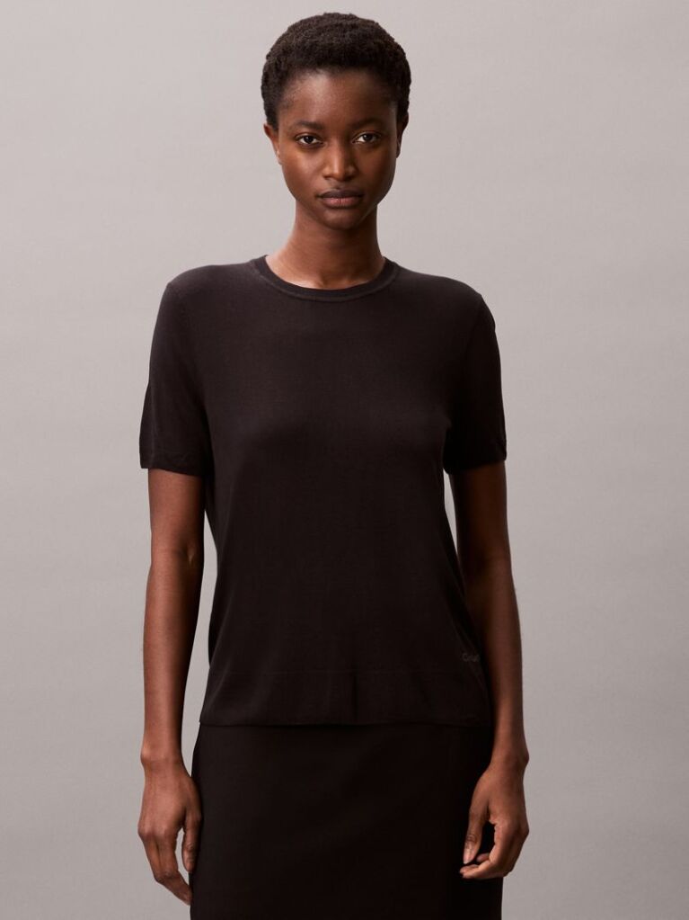 Black Fine Gauge Viscose Jumper  Women
