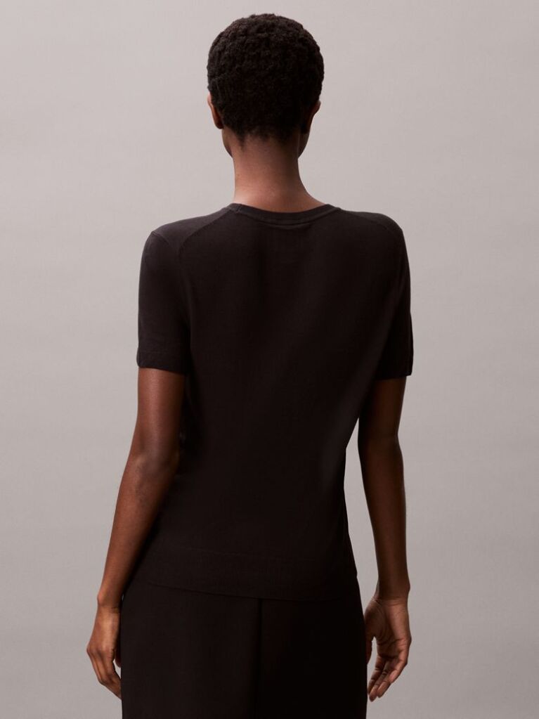 Black Fine Gauge Viscose Jumper  Women