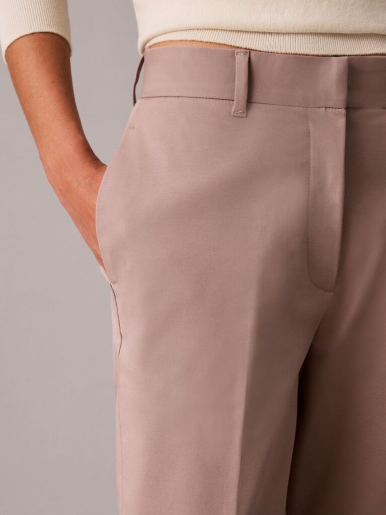 Pink Cotton Stretch Straight Fit Chino Pants  Women