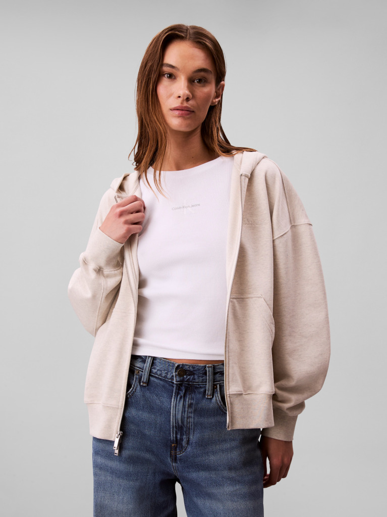 Μπεζ Hoodie Με Φερμουάρ  Γυναίκα