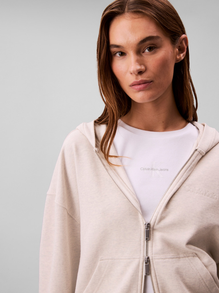 Μπεζ Hoodie Με Φερμουάρ  Γυναίκα